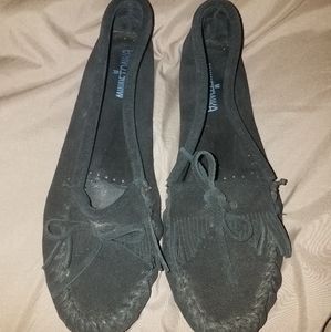 Minnetonka black suede moccasins